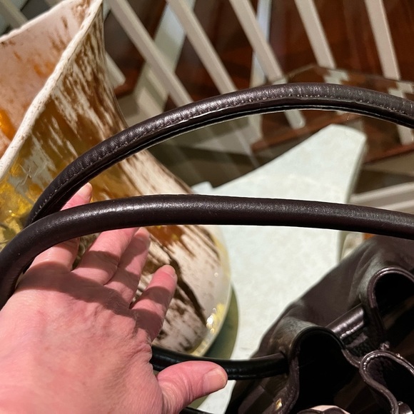 EUC Cole Haan Chocolate Pebble Leather Hobo. Outer pockets gold clip closure. - Picture 8 of 12